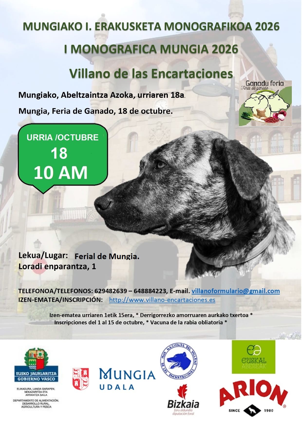 Cartel de MUNGIAKO I. ERAKUSKETA MONOGRAFIKOA 2026 / I MONOGRAFICA MUNGIA 2026
